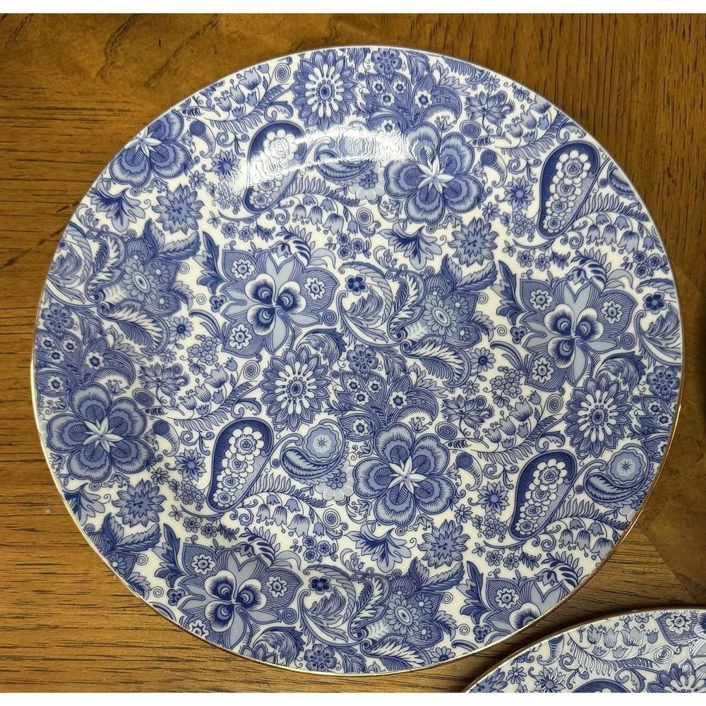 5‎ Antique Reflections J Godinger Blue Floral Dessert Plate 7.5